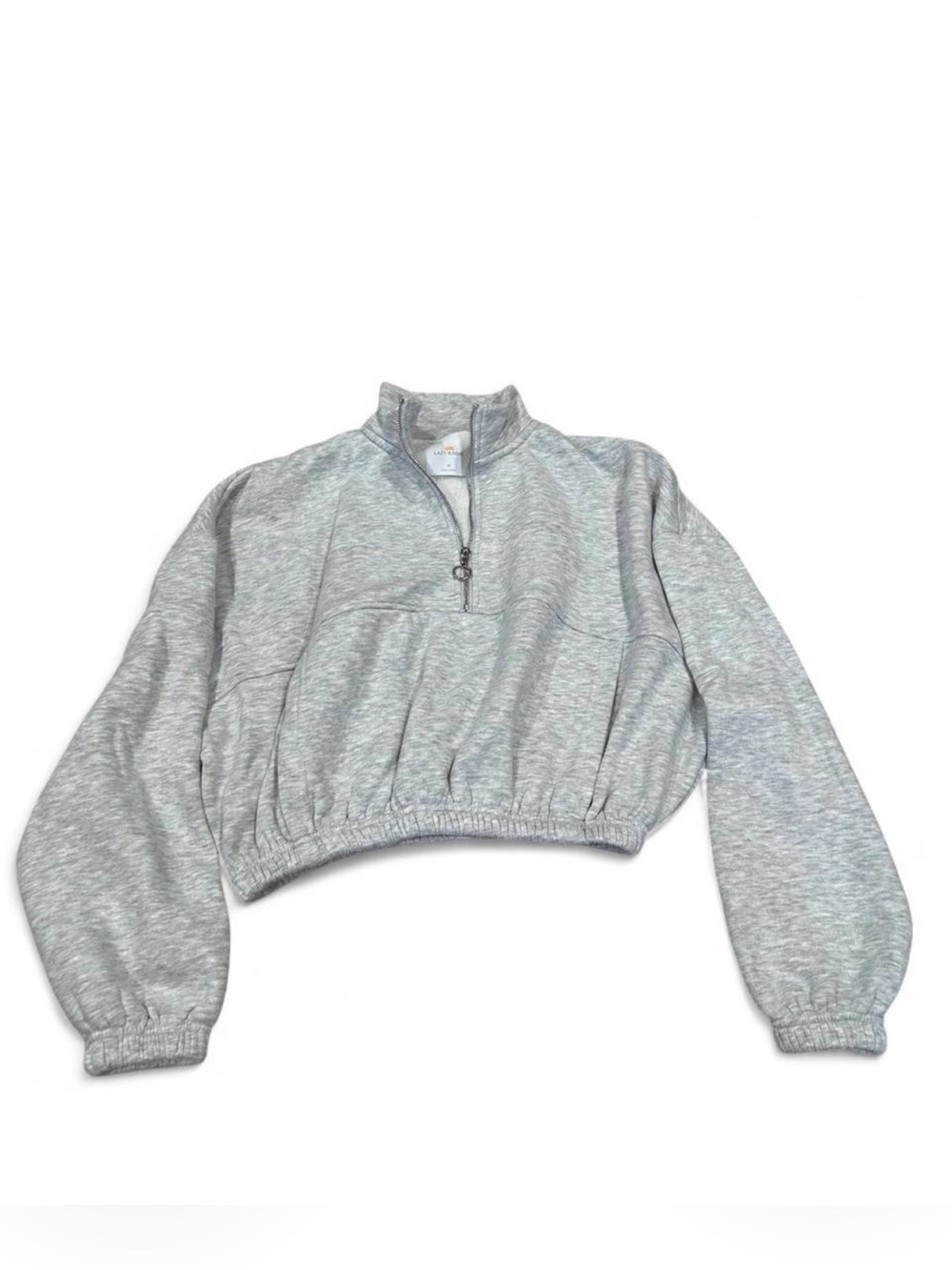 Lazy Sunday Gray Cropped Quarter Zip Fleece Sweatshirt Women’s Medium